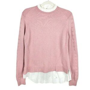 Ted Baker layered dusky pink ruffle collar wool sweater 6 US NWOT